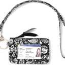 WONDERFUL FLOWER Lanyard Wallet for Women, ID Card Holder, Lanyards for ID Badges, Floral Zip ID Case Keychain Small Coin Purse for Cards, Cash, Work, Travel, Cruise, Teachers, Students, Kids, Paisley