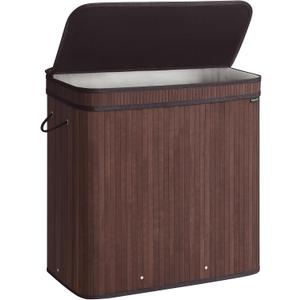 SONGMICS Laundry Hamper with Lid, Bamboo Laundry Basket, Removable Machine Washable Laundry Basket, with Handles, 39.6-Gallons, for Laundry Room, Bedroom, Bathroom, Chestnut Brown ULCB062K01