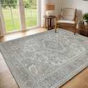 Machine Washable Rugs 8x10 Area Rugs for Living Room,Ultra Soft Low Pile Retro Rugs for Bedroom,Dining Room,Large Non Slip Carpet Vintage Distressed Accent Rug for Farmhouse Office Home Decor (Taupe-grey-brown-beige-light Blue)