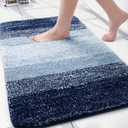 Arotive Microfiber Bathroom Rugs, Shaggy Soft and Absorbent Contour Toilet Rugs, Non-Slip, Thick Plush Machine Washable Dry Bath Mats for Toilet Base, 30x20, Airy Blue, Rectangular