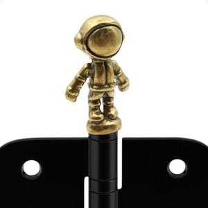 Brass Astronaut Hinge Heads - 6pc Vintage Decorative Toppers - Magnetic Hinge Head Caps - Brass Finish