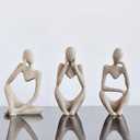 Sand Thinker Statues Home Decor, Set of 3 Pcs White Resin Trendy Abstract Art Sculpture Collectible Figurines Home Office Coffee Shops Desktop Decoration Aesthetic Ornaments