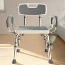 Bluelog Shower Chair for Inside Shower with Arms and Back, 500lbs Capacity Height Adjustable Shower Seat with Thickened Frame for Seniors, Elderly and Disabled