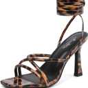Mostrin Womens Sandals Strappy Heels for Women Lace Up Square Open Toe Heels Tie Up High Heeled Sandals for Prom, Party, Daily Wear, 40.5
