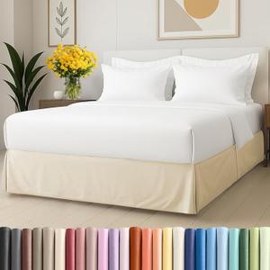 Pleated Bed Skirt Queen - 3 Sided Pleated Bed Skirt - 12 Inch, Off White