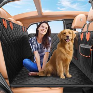 Back Seat Extender for Dogs Hard Bottom Holds 500lbs,Waterproof Dog Car Seat Cover for Back Seat, Truck-Large Space Dog Hammock for Truck (black)