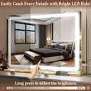 FENNIO Vanity Mirror with Lights 32"x22", Lighted Makeup Mirror, Large Vanity Mirror with Lights, Touch Sensor with 3 Color Lighting,USB Charging Port for Vanity Desk TabletopGold