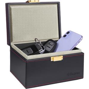 TICONN Faraday Box, Car Key Fob Protector, PU Leather Signal Blocker for Keyless Fob, RFID Signal Blocking Pouch Cage