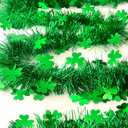 2 x St Patricks Day Decorations Garlands - 33 Ft Green Garland St Patricks Day Garland Atmosphere Setup Fine Clover Tinsel Hanging Twist Hanging Decorations for Party Holiday Supplies