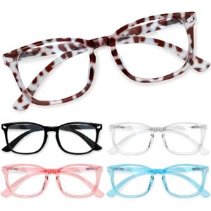 CCVOO 5 Pack Reading Glasses Blue Light Blocking Women/Men, Anti UV Ray/Glare Readers Fashion Eyeglasses with Spring Hinge (B4 Mix,1.00)