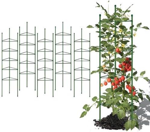 Tomato Cage, 6ft Tomato Cages for Garden 6-Pack Tomato Cage Support Green Garden Plant Sticks/Stakes for Climbing Plants, Vegetables, Fruit, Flowers
