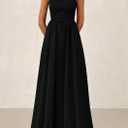 PRETTYGARDEN Women's Smocked Maxi Dresses 2025 Summer Beach Sundress Casual Spaghetti Strap Swing A Line Long Flowy Dress (Black)