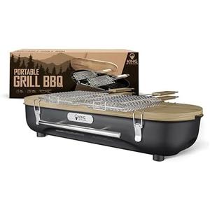 King of the Camps Portable Charcoal Grill - Tabletop Barbecue For Outdoor Cooking - Outdoor Travel Portable BBQ Grill For Camping - Mini Charcoal Grill For Camping Cooking