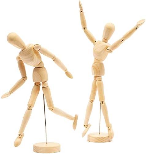 Bright Creations 1Pack Posable Figure Wooden Art Mannequin - 12 Inch Drawing Figure & Wooden Human Model with Base - Posable Wood Drawing Mannequin
