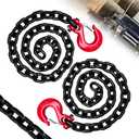 3/8" Trailer Safety Chains G80 Towing Chains with G70 Clevis Safety Hooks 47" Extra Length| 7100 lbs Safety Working Load 27000 lbs Break Strength| Heavy Duty Transport Chains (2 Pack-EP Black)