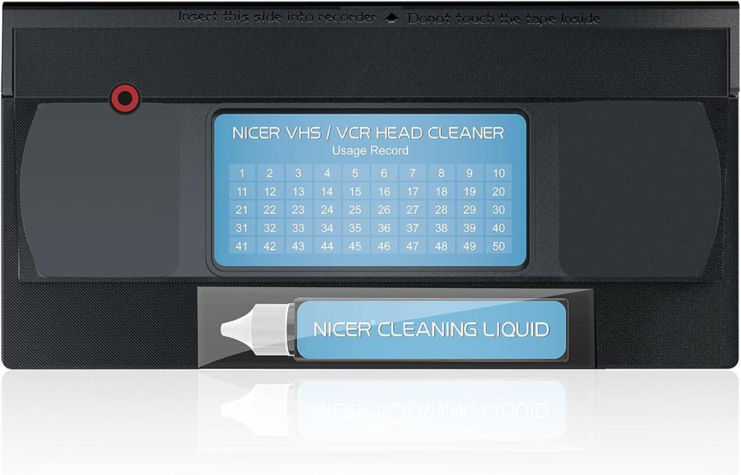 Nicer VCR Head Cleaner for VCR VHS Players, VHS Video Head Cleaner Tape, Wet Type