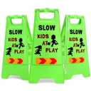 ZAVOOS 3 Pack Kids Playing Signs for Street, Reflective Slow Down Alert Sign with Double Sided Text Graphics, Highly Visible Children Safety Warning Signs for Neighborhoods, Yards, Driveways