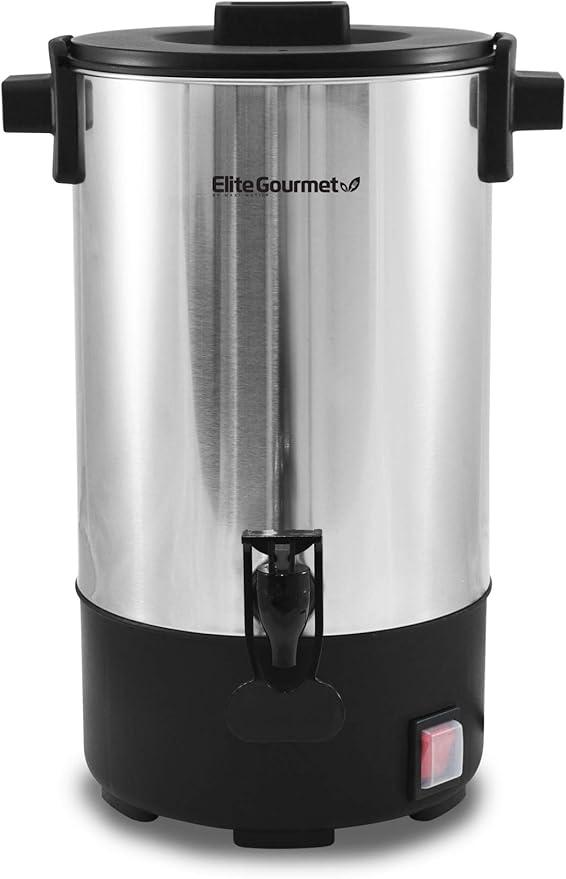 Elite Gourmet 30 Cup Electric Stainless Steel Coffee Maker Urn, Removable Filter for Easy Cleanup, Two Way Dispenser with Cool-Touch Handles, One Size, CCM-035