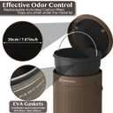PAWZIDEA Dog Poop Trash Can Outside Odor Control, 3.1 Gallon, Waterproof | 7.8 in Activated Carbon Filter, Outdoor Dog Waste Trash Can with Lid, Pet Poop Container Bin, Metal Garbage Can Waste Station, Espresso-Walnut Brown 1-Pack