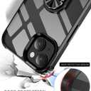 Ring Kickstand Clear Phone Case for iPhone 15 Plus (6.7 Inch),Drop Protection Slim Protective Shell Cover,Flexible Bumper + Hard Back + Ring Stand Fits Magnetic Car Mount,Black