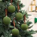 30Pcs Velvet Christmas Balls Bulk Flocked Christmas Tree Ball Ornament Plastic Balls Xmas Decorative Hanging Ornaments Xmas Tree Decoration(2.36 Inch,Green)