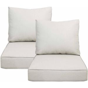 22x24 inch Outdoor/Indoor Deep Seat Patio Cushions Set of 2 Deep Seat Bottom Resilient Foam Filling Water Repellent Stain-Resistant UV Resistant Weather Resistant Almond, Water-repellent 22"x24"x5.1" 2sets