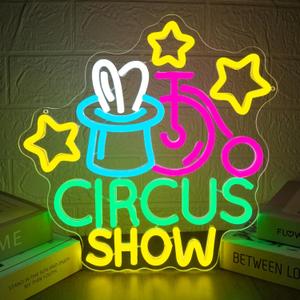 Circus Show Neon Sign Circus Theme Party Decorations Colorful LED Light for Kids Room Carnival Party Decor Playroom Wall Art(12.5 * 12.6inch)