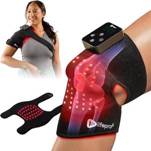 LifePro - Red Light Therapy for Knee Brace  Portable Knee Massager with 660nm Red & 850nm Infrared LEDs - Vibration & Pulsed Modes - Biorecover Rechargeable Light Therapy Device for Joint Wellness