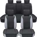 Elantrip Car Seat Cover Full Set Leather Car Seat Protector Universal fit for Most Cars SUVs and Trucks Water Proof Front and Rear Seat Protector Black