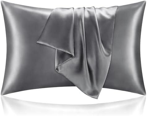 BEDELITE Satin Pillowcase for Hair and Skin, Super Soft and Cooling Similar to Silk Pillow Cases 2 Pack with Envelope Closure, Gift for Women Men(20"x30" Queen Size, Dark Grey)