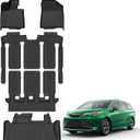 Floor Mats for Toyota Sienna 7 Seats 2021-2025(Not fit 2025 Platinum) Upgrade Trunk Mat All Weather TPE Floor Liners Fit for Sienna XLE/XSE/Limited/Edition Cargo Liner Anti-Slip Full Set Car Mats