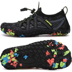 UBFEN Water Shoes for Kids Boys Girls Aqua Socks Barefoot Beach Sports Swim Pool Quick Dry Lightweight Toddler Little Big Kid C, Dark Grey 9