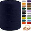 Macrame Cotton Cord 4mm x 547yds, ZUEXT Natural Handmade Navy Braided Cords 4 Strands Knitted Rope String for Craft Wall Hanging Weaving Tapestry Dream Catchers Hanger DIY Gift (500m)