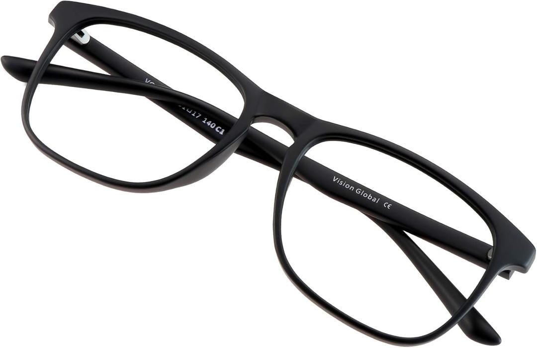 VisionGlobal Blue Light Blocking Glasses for Women/Men, Stylish Square Frame, Anti Eyestrain