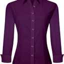 Esabel.C Womens Button Down Shirts Long Sleeve Regular Fit Stretch Work Blouse, Size S