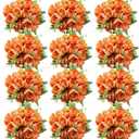 12 Packs Fall Peonies Artificial Flowers, Faux Peony Bouquet Silk Peonies Flowers for Centerpiece Table Wedding Party Home Decor (Orange)