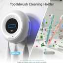 Toothbrush Holder Sanitizer - Cleaning & Drying, Rechargeable Wall-Mounted Toothbrush Organizer with Touch Control, Two-Slot Design for Bathroom (White)