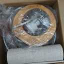 EDISHINE 13.4" Small Table Lamp, Wood Nightstand Lamp with Beige Linen Lampshade & ON-Off Switch, E26 Base, Boho Bedside Lamp for Living Room, Bedroom, Dark Pearwood