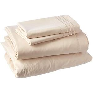 Series 4pc Bed Sheet Set - Queen, Cream/Beige, Hypoallergenic, Deep Pocket