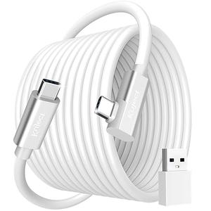 Kuject 16FT Link Cable for Quest 3S/3, Quest 2/Pro, Pico 4, VR Headset Accessories Cable for Rift S/Steam VR Games, USB 3.0 Type C to C High Speed Data Transfer Charging Cord for Gaming PC