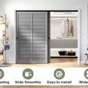 EaseLife 8FT/96in Bypass Double Sliding Pocket Door Hardware Kit, Aluminum, Black, Modern Style