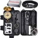 XUANLAN Emergency Survival Kit 13 in 1, Outdoor Survival Gear Tool with Survival Bracelet, Fire Starter, Whistle, Wood Cutter, Water Bottle Clip, Pen (Survival Kit 2)