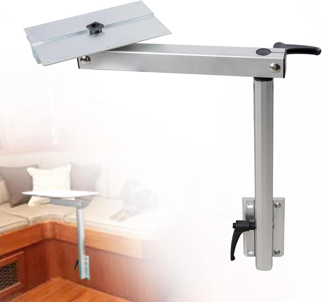 Removable Table Leg 360 Degree Rotation Laptop Detachable Height Adjustable Aluminum Alloy Bracket Compatible with RV Yachts Caravan Motorhome (Silver)