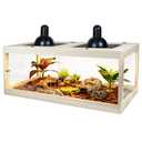 Bearded Dragon Tank, Lizard Tank, Reptile Tank with Metal Mesh Roof Door, Snake Tank with Lock Design, 31" Long, Oak