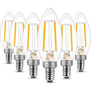 Energetic 6 Pack Dusk to Dawn LED Outdoor Light Bulb, 60 Watt Equivalent(5W), 500LM, Soft White 2700K, E12 Base, Automatic On/Off Sensor Edison Filament Candelabra Bulb for Porch, Photocell Sensor ETL