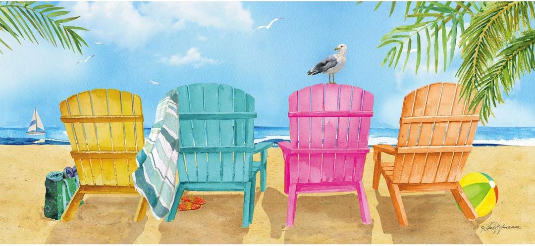 Evergreen Flag Sassafras Beach Chairs Interchangeable Entrance Doormat | Indoor and Outdoor | 22-inches x 10-inches | Non-Slip Backing | All-Season | Low Profile | Home Decor