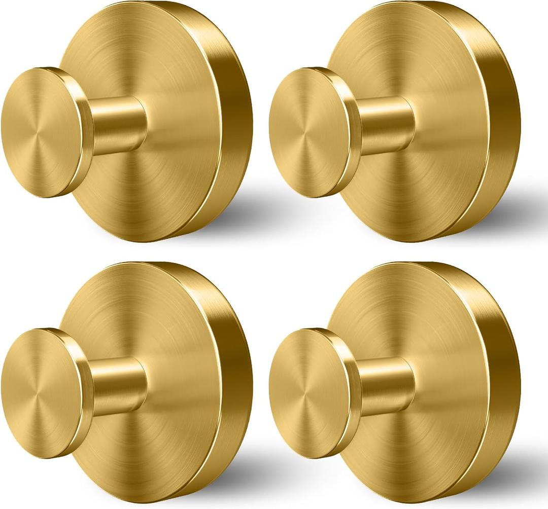 Shower Hooks for Inside Shower, Suction Cup Hooks for Glass Window, Removable Towel Hooks for Bathrooms,4 Packs(Gold)