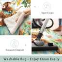 Door Mat, Cute Calf Welcome Mat, Colorful Spring Flowers Doormats Indoor Entrance, Indoor Outdoor Mat, Low-Profile Floor Rugs for Entry, Patio, 17''x30'' (Cartoon Watercolour Flower Cow)