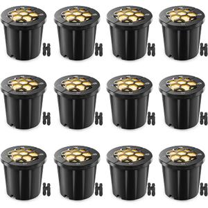 HIBOITEC Low Voltage Landscape Lights 12W, LED Outdoor In-Ground Lights 1200LM Ultra Bright Waterproof IP67 Pathway Lights, 12-24V AC/DC Landscape Lighting for Yard Garden Tree Uplighting, 12 Pack