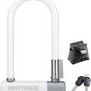Kryptonite Kryptolok Mini-7 Bike U-Lock, Heavy Duty Anti-Theft Bicycle U Lock, 12.7mm Shackle with Mounting Bracket and Keys, High Security Lock for Bicycles Scooters (White)